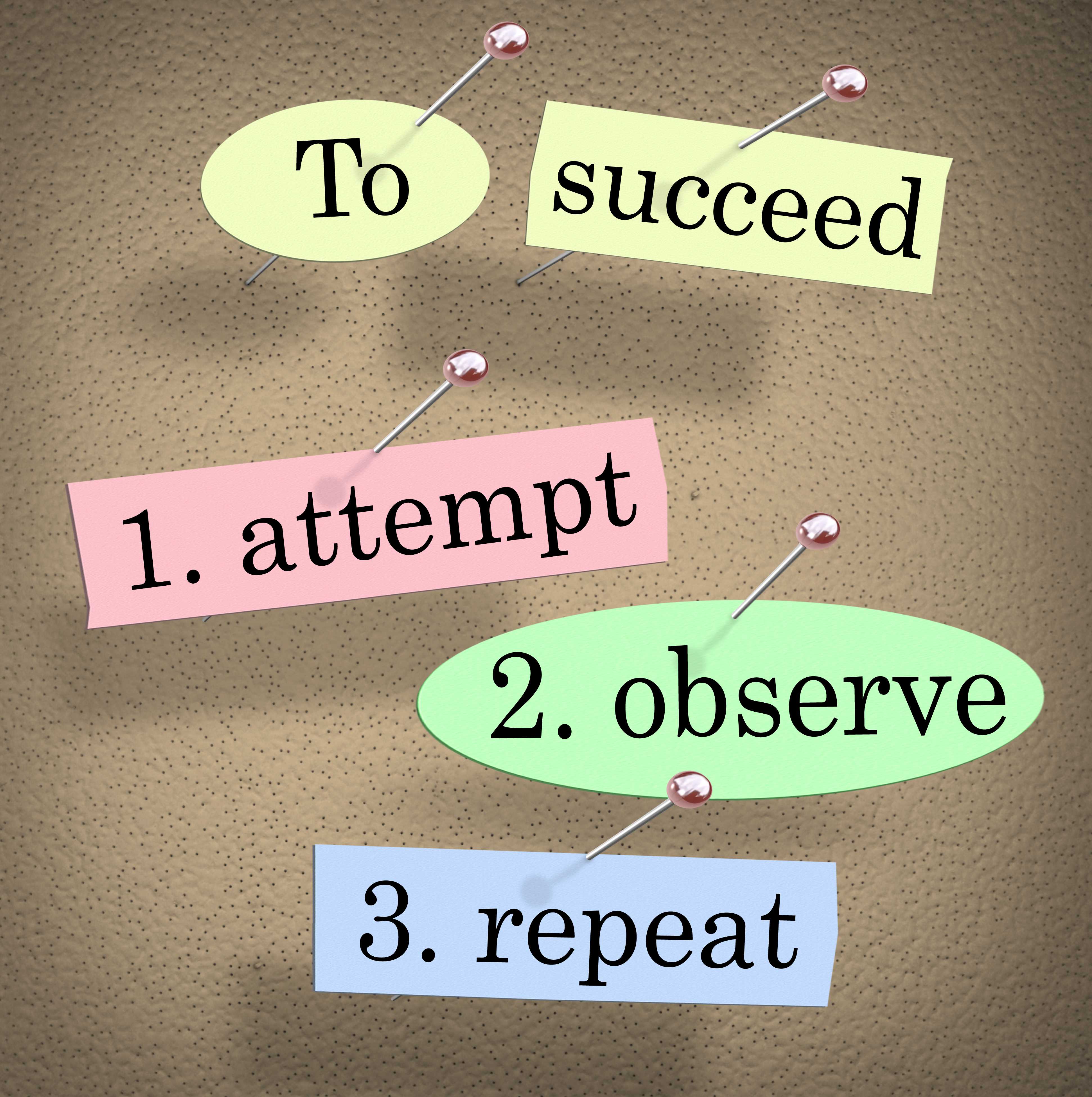 To Succeed Attempt Observe Repeat Quote Saying Bulletin Board