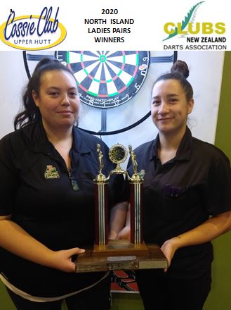 Stacey Heavey & Tanaya Wikaira. 2020 Clubs New Zealand Darts, North Island Championship, Ladies Pairs Winners.