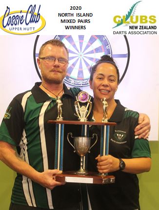 Shane Battock & Lee Wright, Wainuiomata Darts. 2020 Clubs New Zealand Darts, North Island Championship, Mixed Pairs Winners.