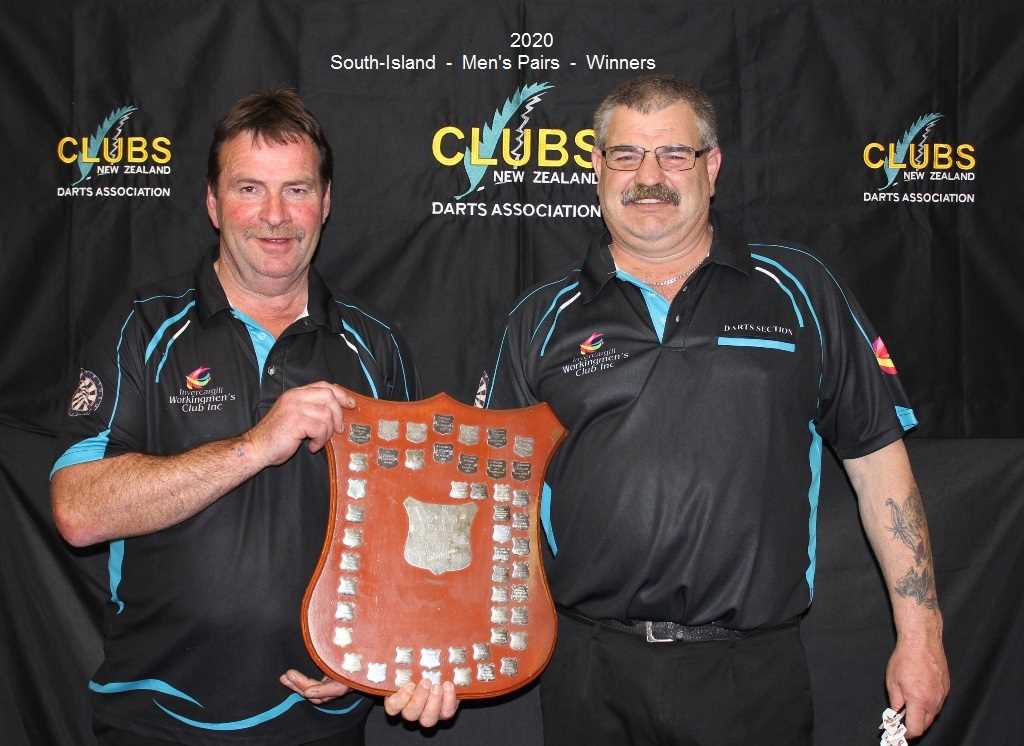 John MacDonald & Warren Parry Invercargill Workingmen's Club. 2020 Clubs New Zealand Darts South Island Championship Men's Pairs Winners.