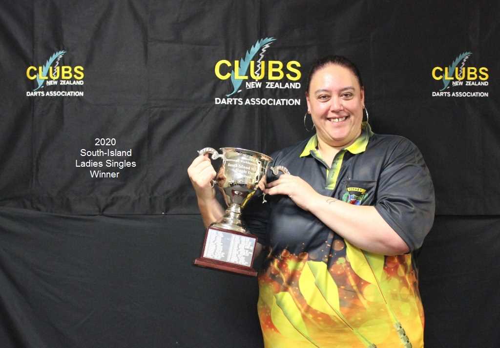 Vernaleigh Brinsdon, Hornby Workingmen's Club. 2020 Clubs New Zealand Darts, South Island Championship Ladies Singles Winner.