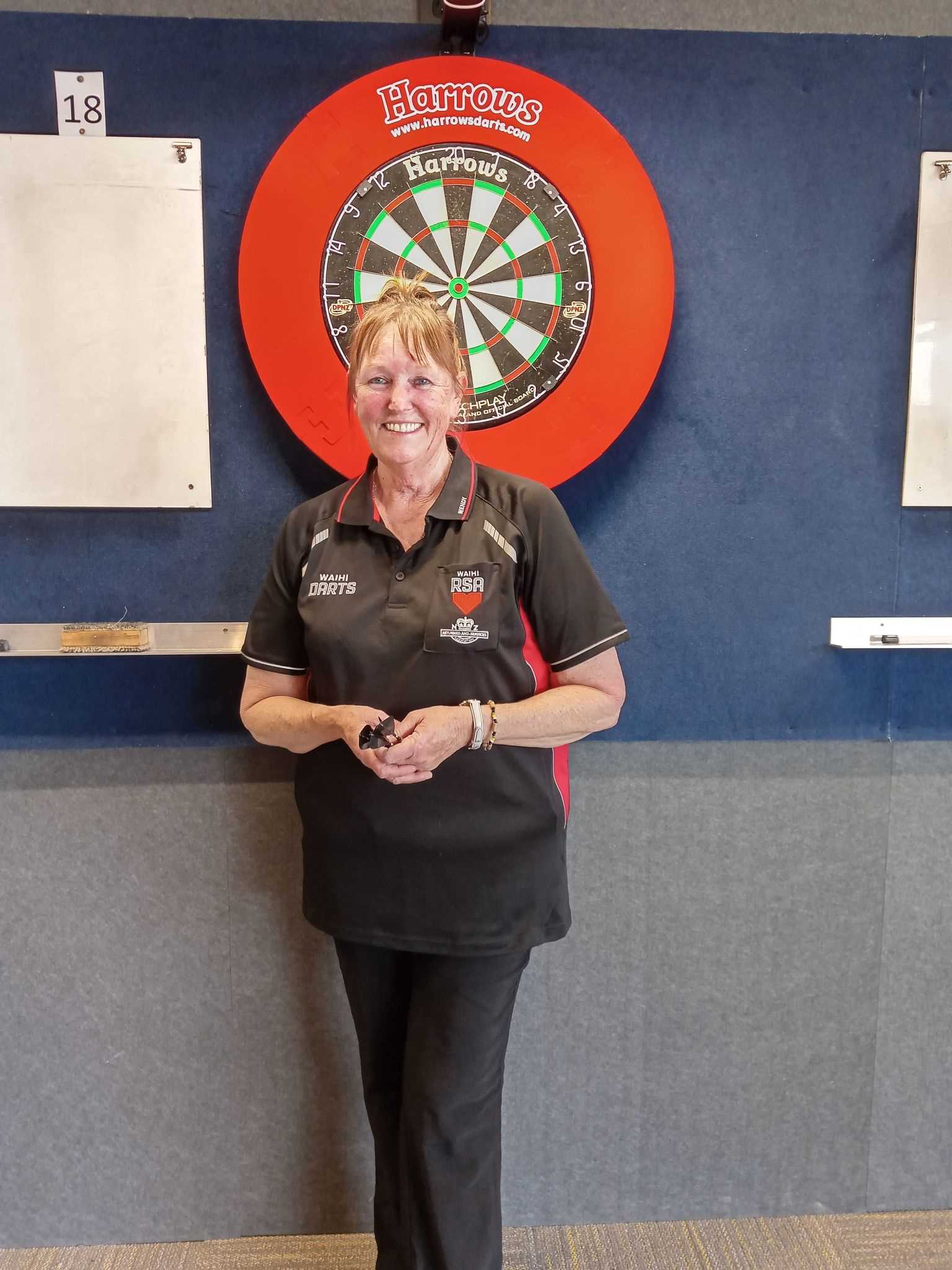 Wendy Harper, Waihi RSA. 2020 Clubs New Zealand Darts Ladies Singles Champion.