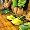 tieing up running shoes