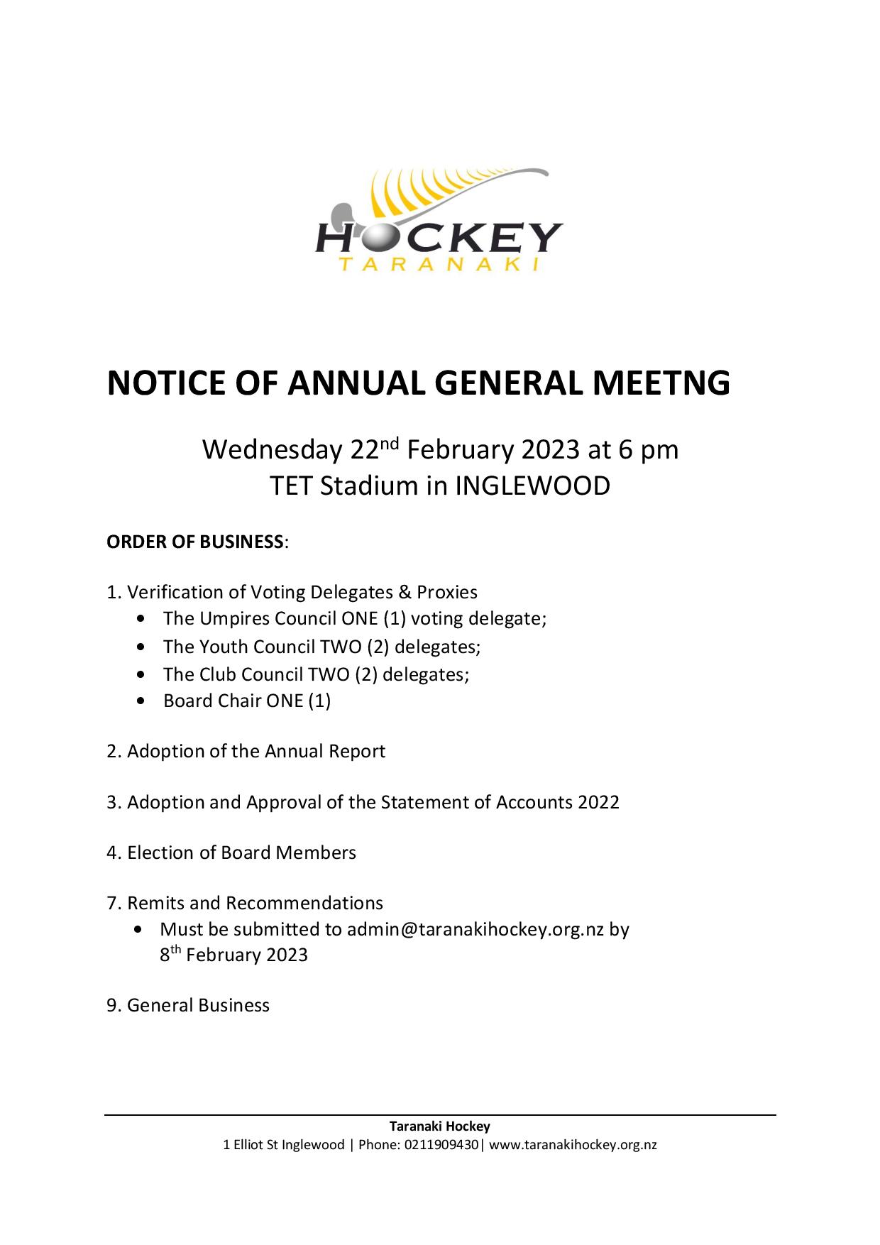 Taranaki Hockey Home