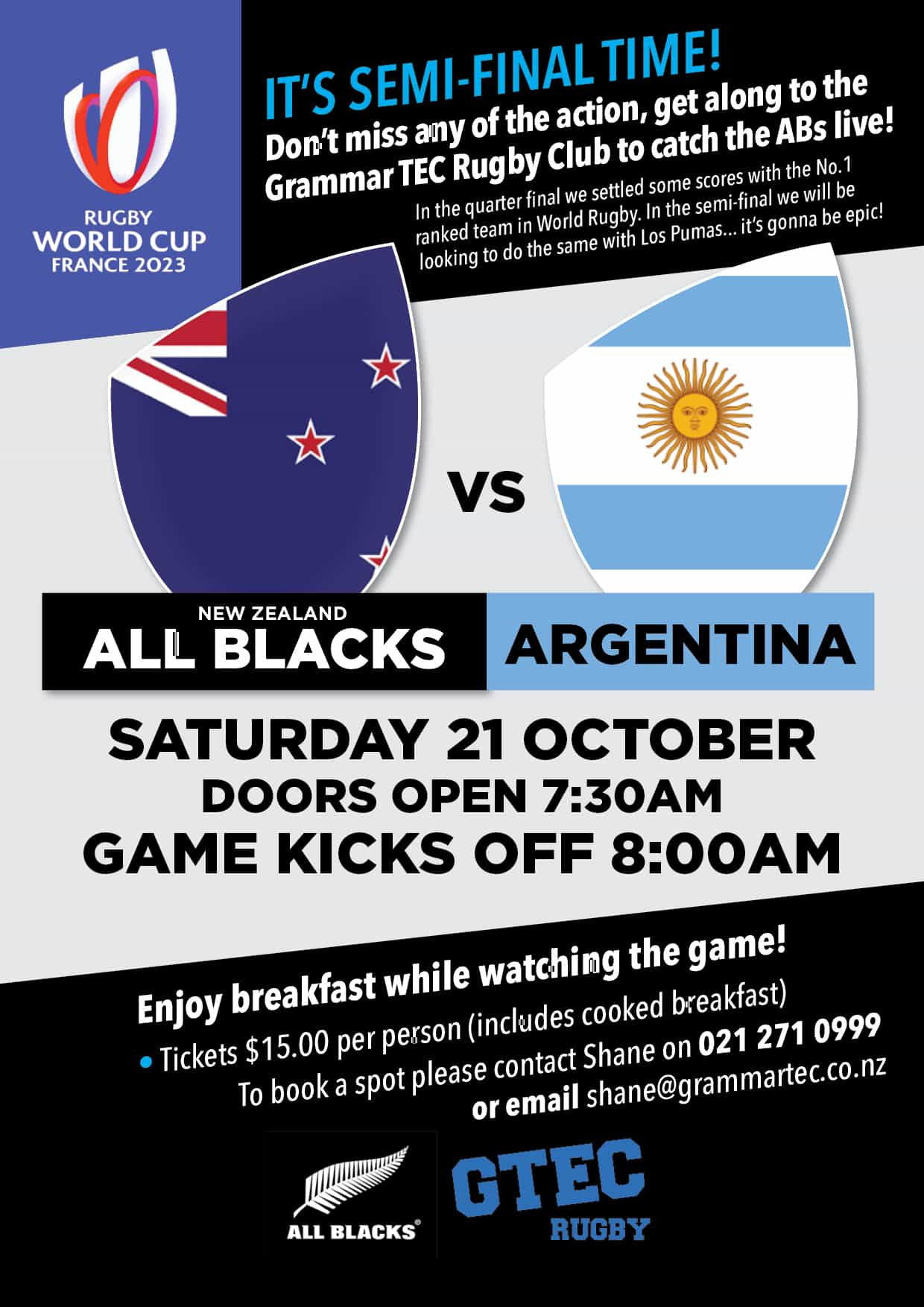 Rugby World Cup SemiFinal AllBlacks vs Argentina