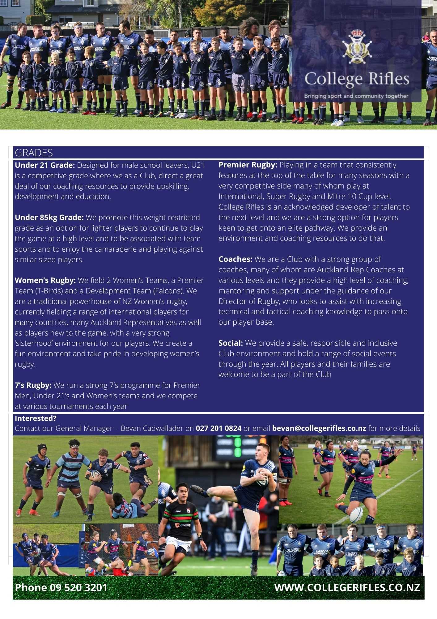 ABOUT US: College Rifles is based in Remuera, Auckland. We are a club with a strong sense of tradition but have moved with the times to provide an inclusive, safe and fun environment for our players and supporters. We are a very competitive and ambitious