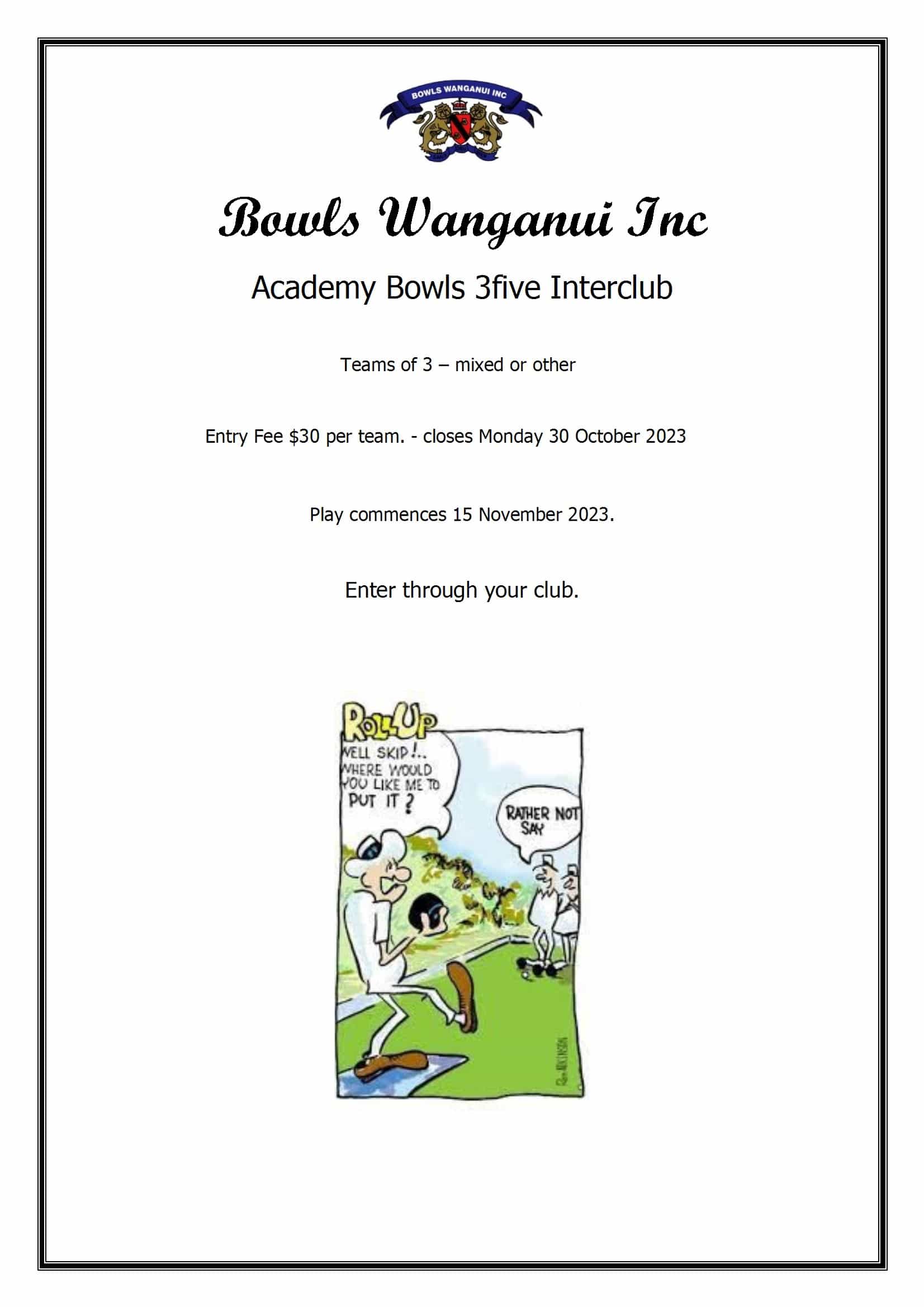 Bowls Wanganui Inc Academy Bowls 3five