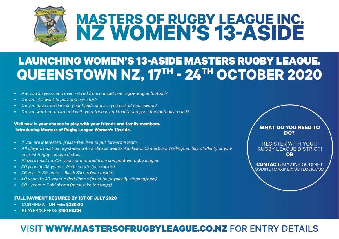 Women’s Masters tournament in Queenstown announced