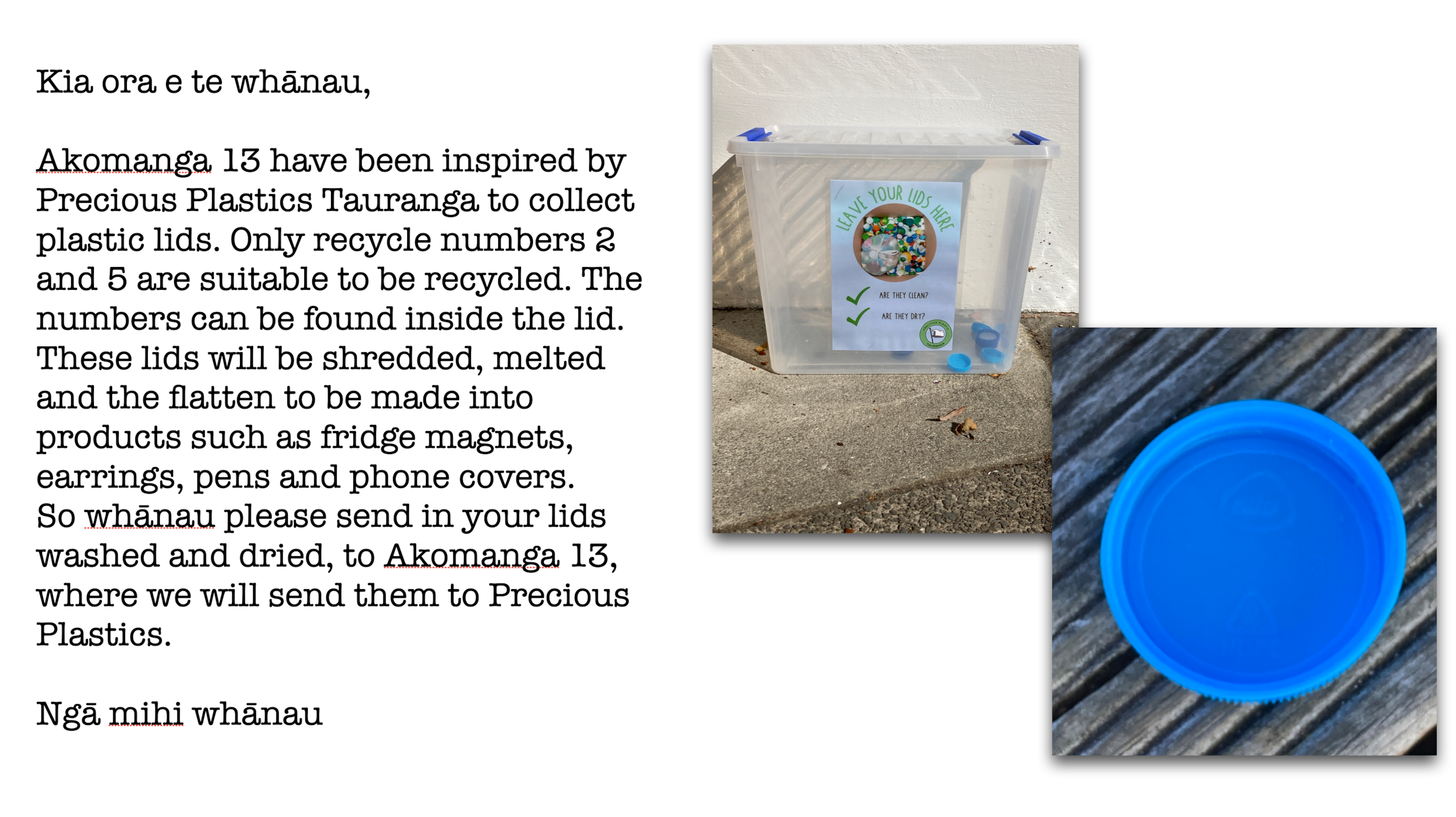 Plastic Lid Recycling Bring them to Akomanga 13