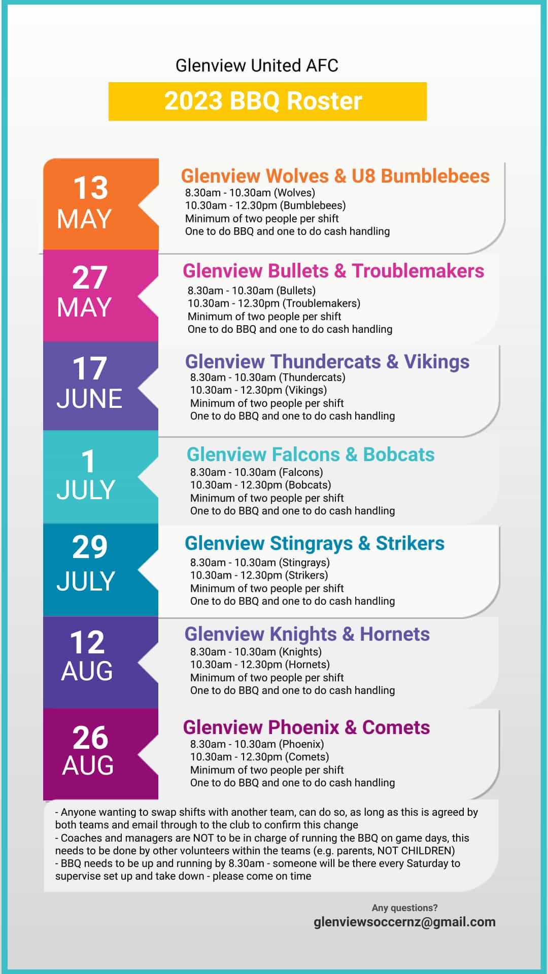 Glenview United AFC BBQ Guide