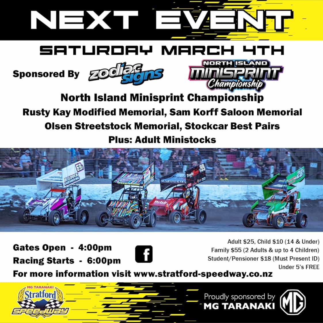 MG Taranaki Stratford Speedway, Saturday March 4th