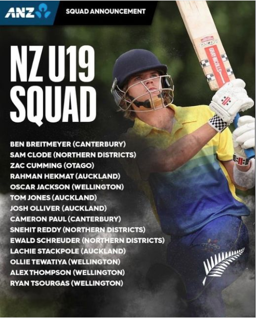 Nz Under 19 Cricket Squad Selection For Zac Cumming 