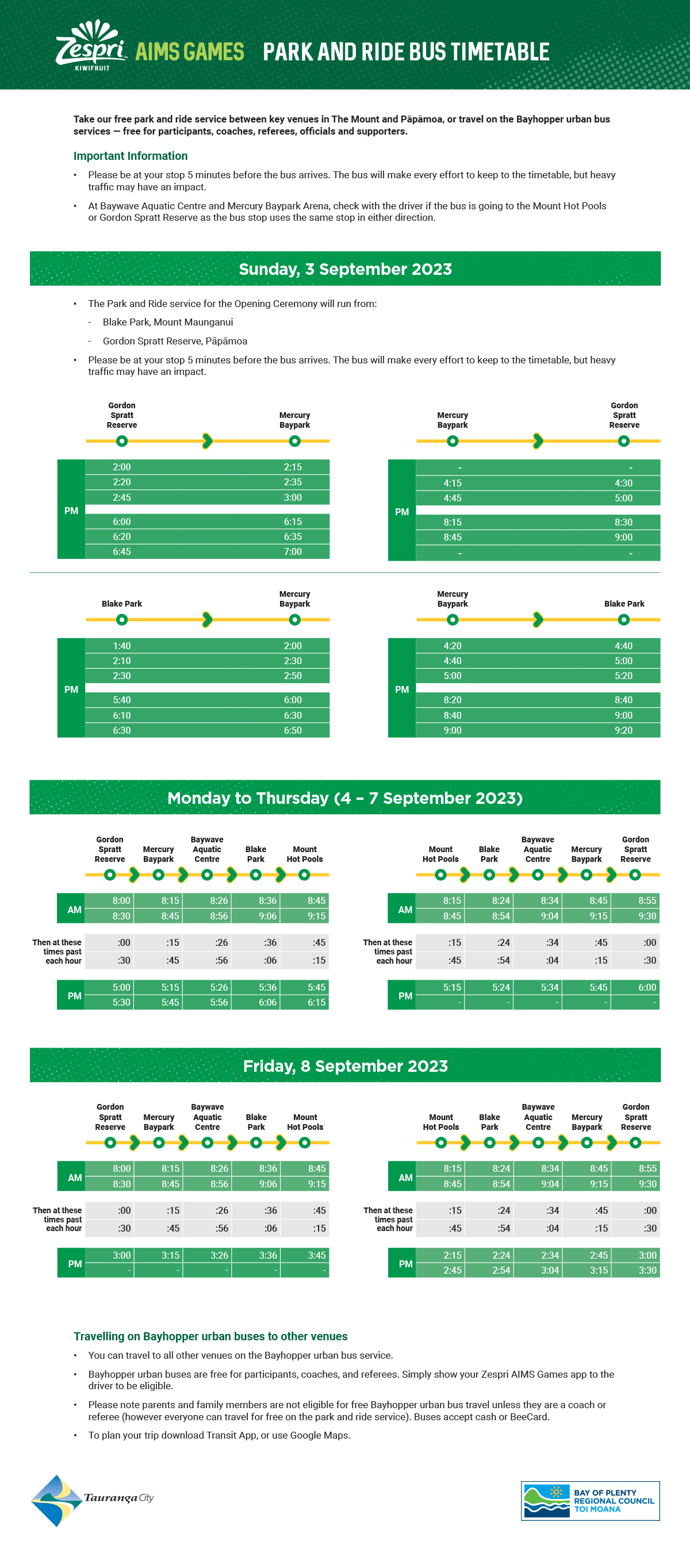 AIMS Games - Free Buses