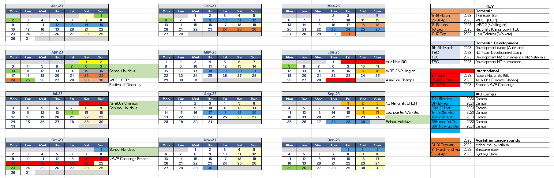 Sports Events Calendar 2023