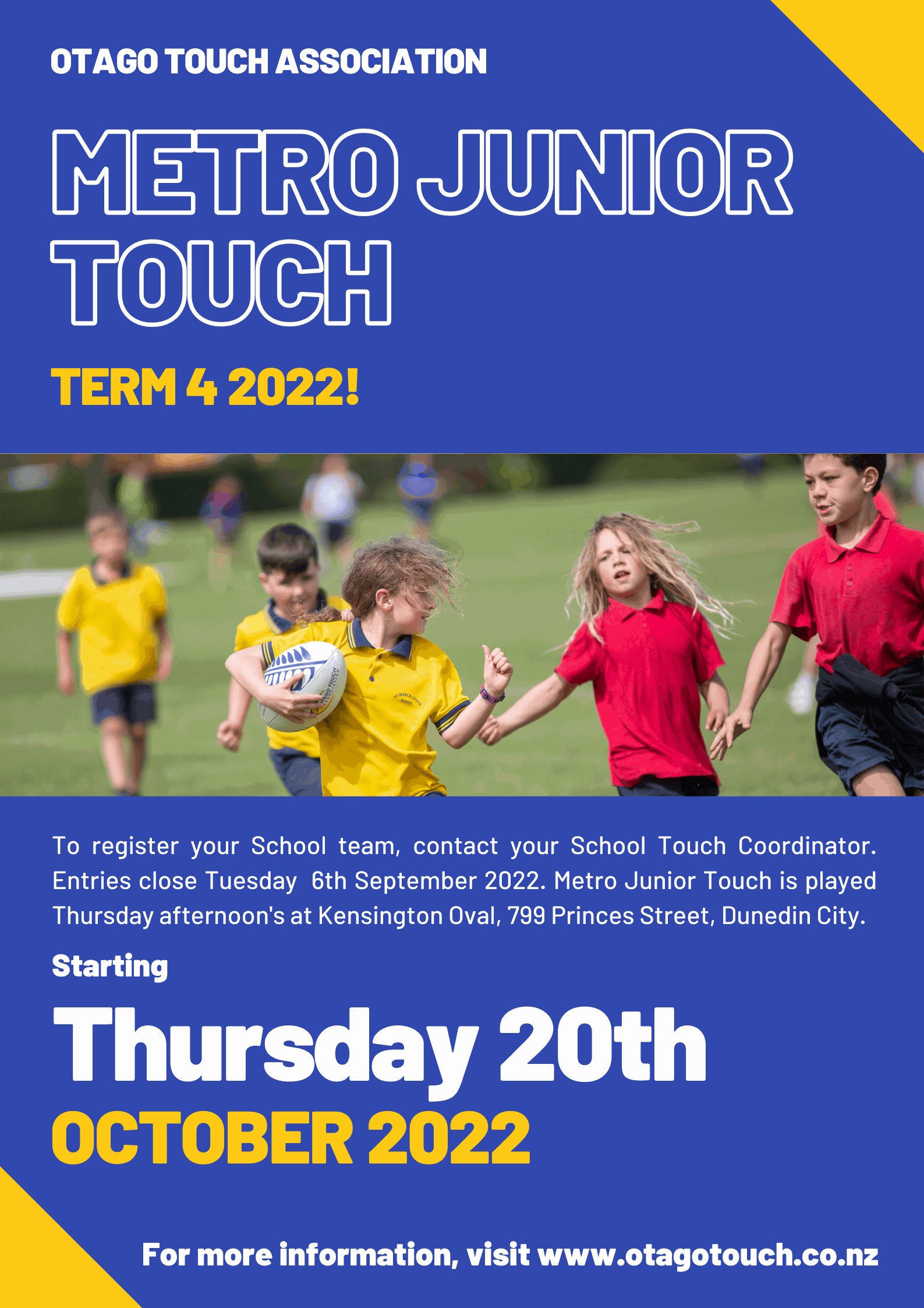 Metro Junior Touch Starts Thursday 20th October