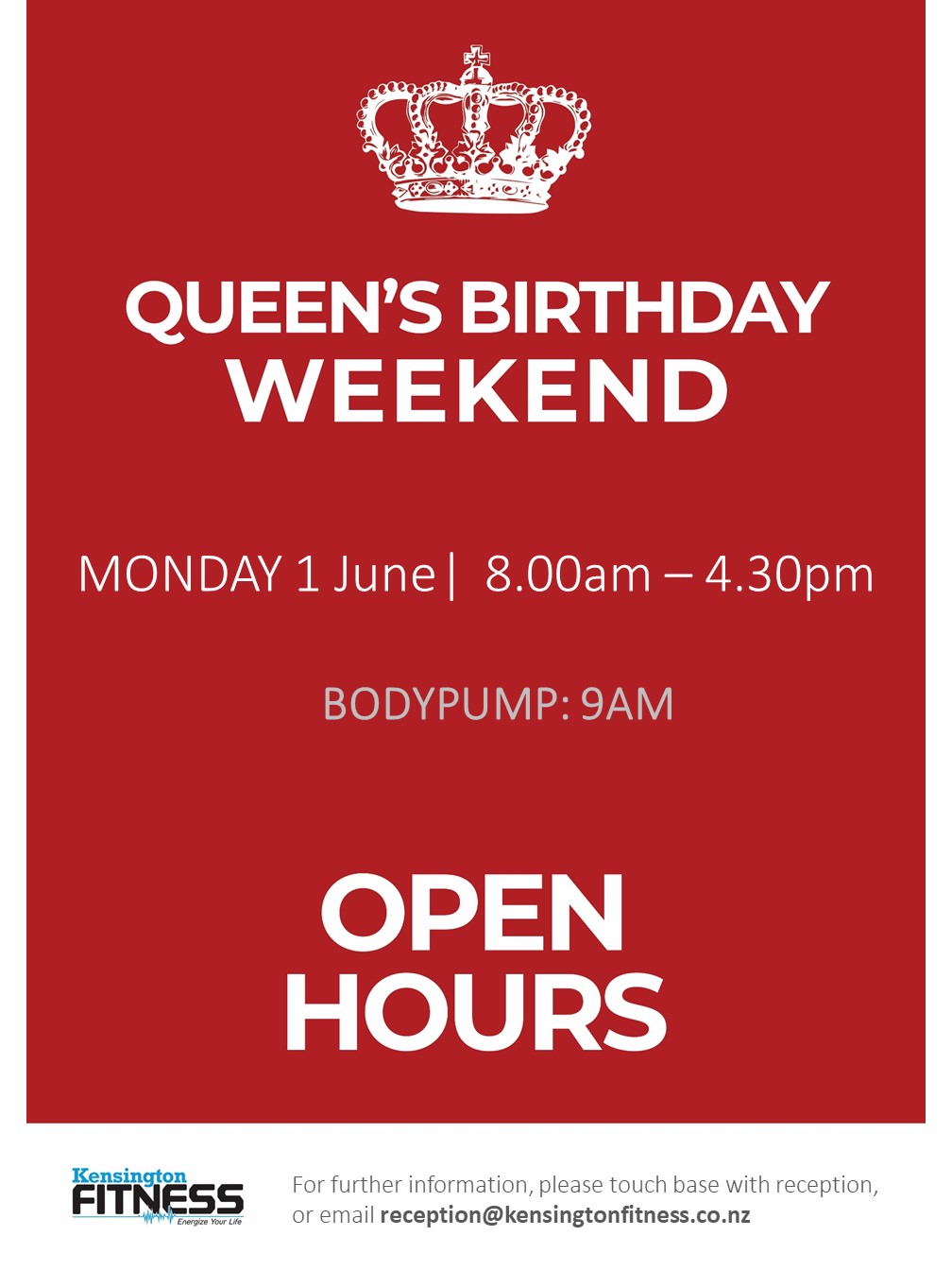 Queen's Birthday Open Hours
