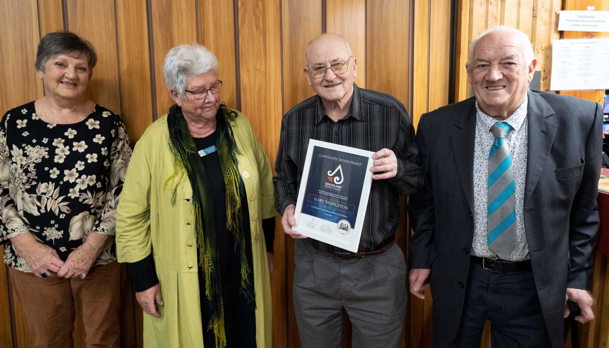 Tuatapere honours Gary Templeton with Community Services Award