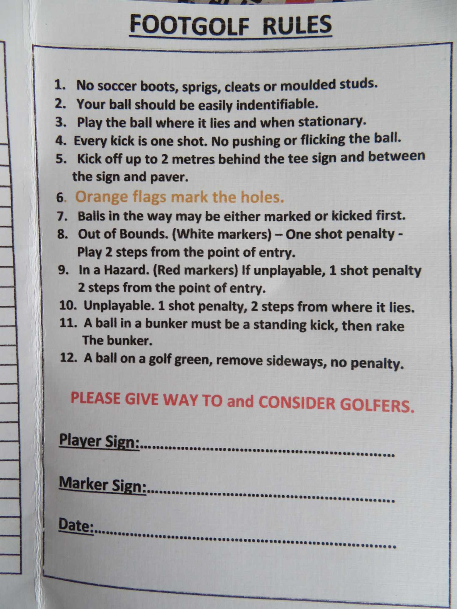 Footgolf Rules