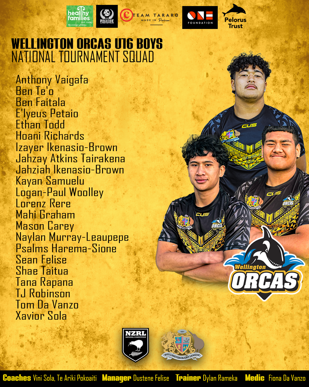 Wellington Rugby League Orcas Youth Boys