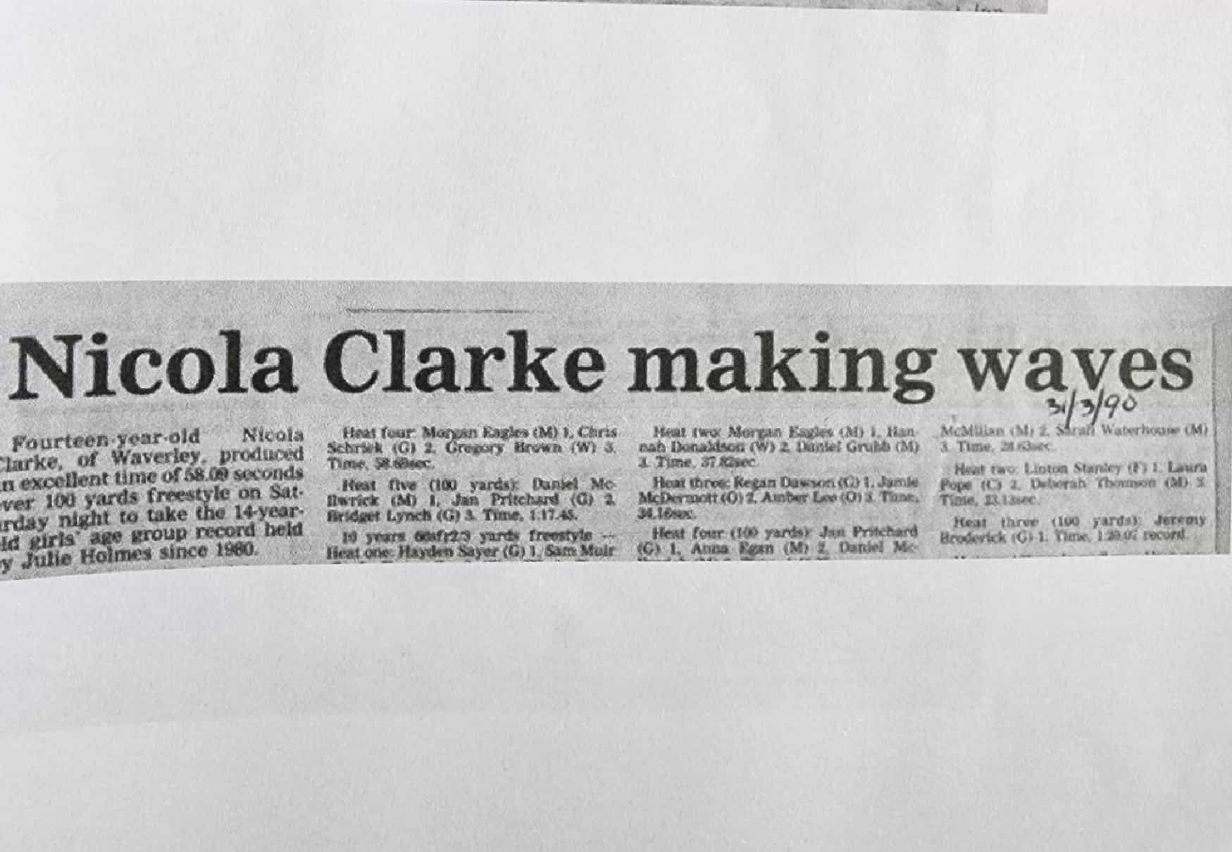 Waverley Swim Club WAVERLEY Newspaper Clippings