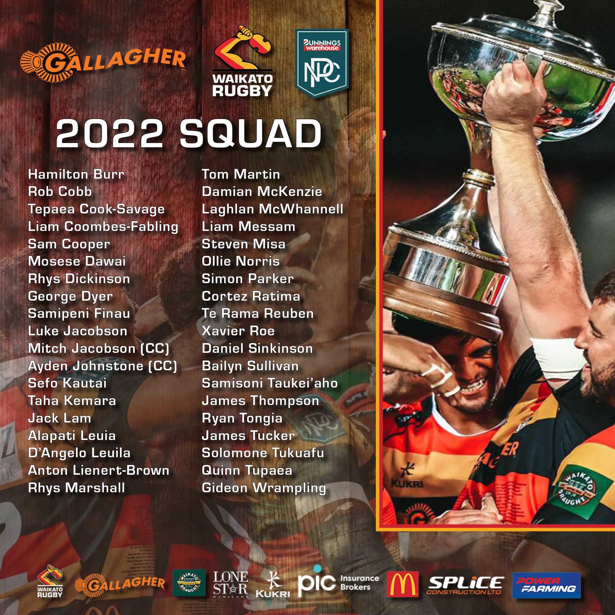 2022 Waikato Bunnings Warehouse NPC Squad Announced