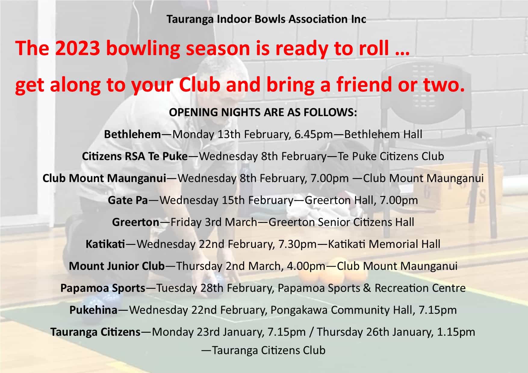 Tauranga Indoor Bowls Association Home