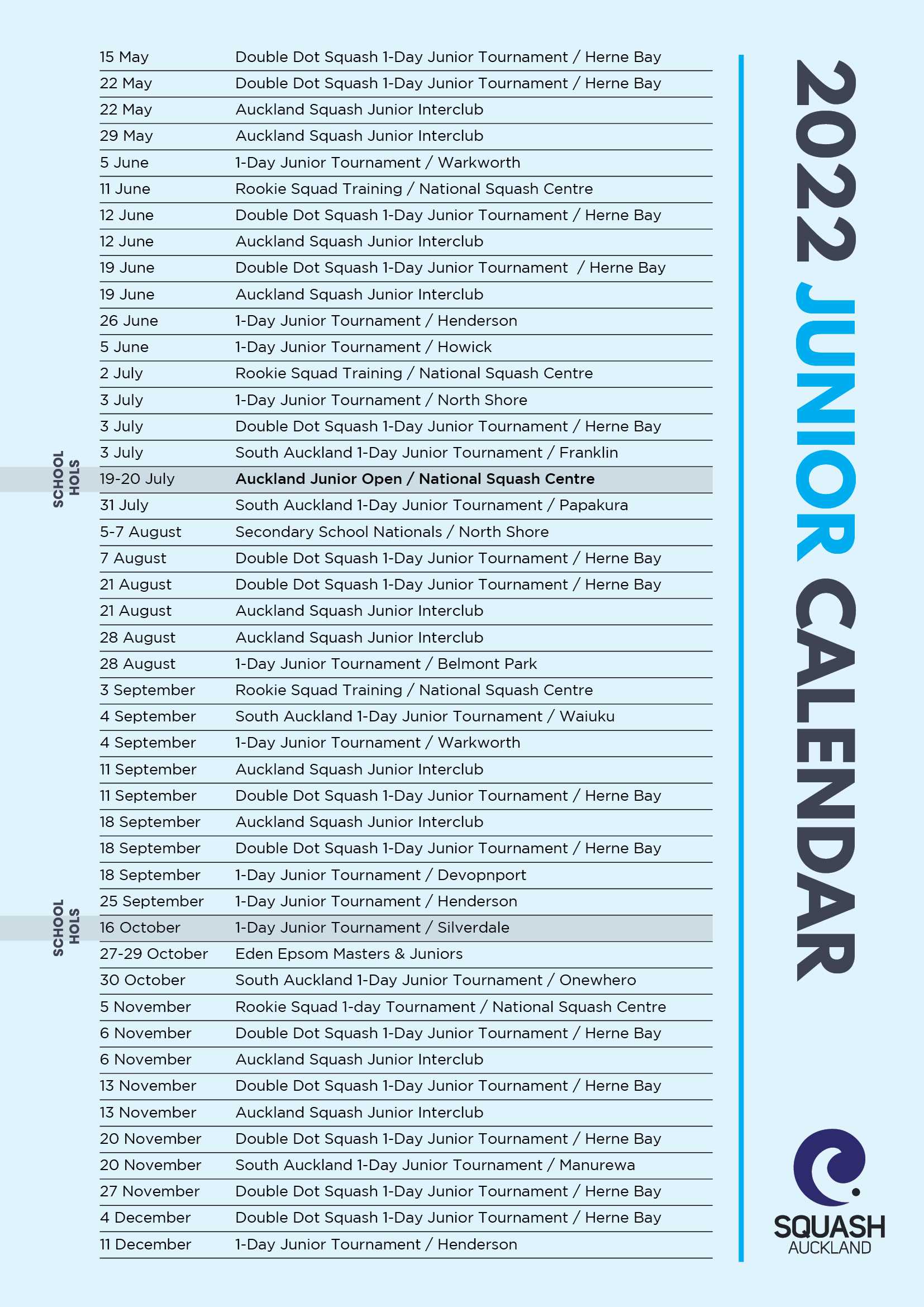 Squash Auckland Junior Competition