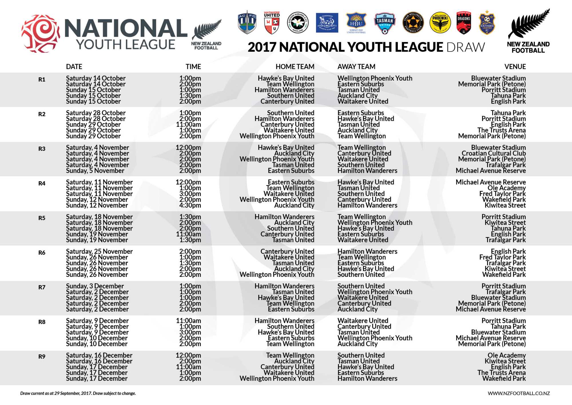 Southern United Youth - Fixtures