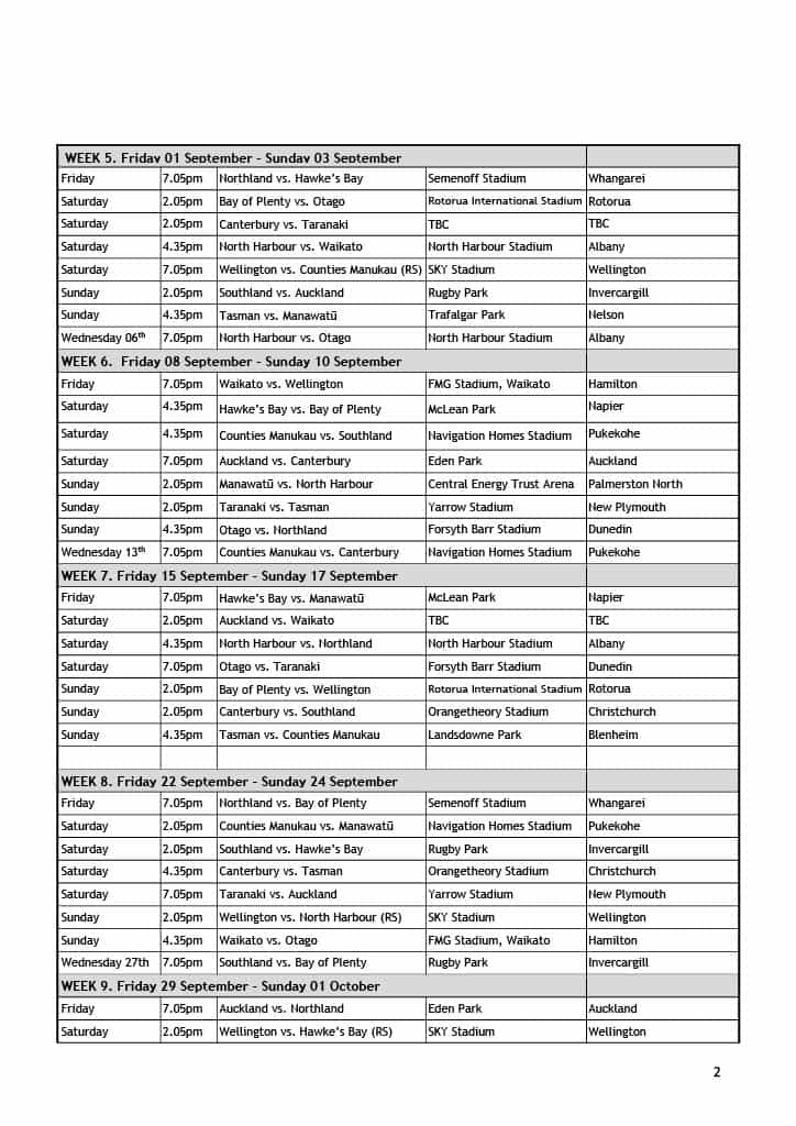 2023 OTAGO NPC HOME GAMES RELEASED