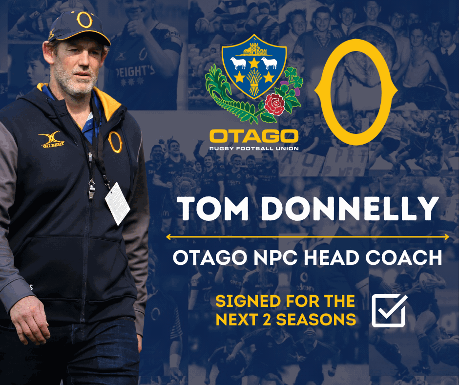 TOM DONNELLY EXTENDS AS OTAGO NPC COACH
