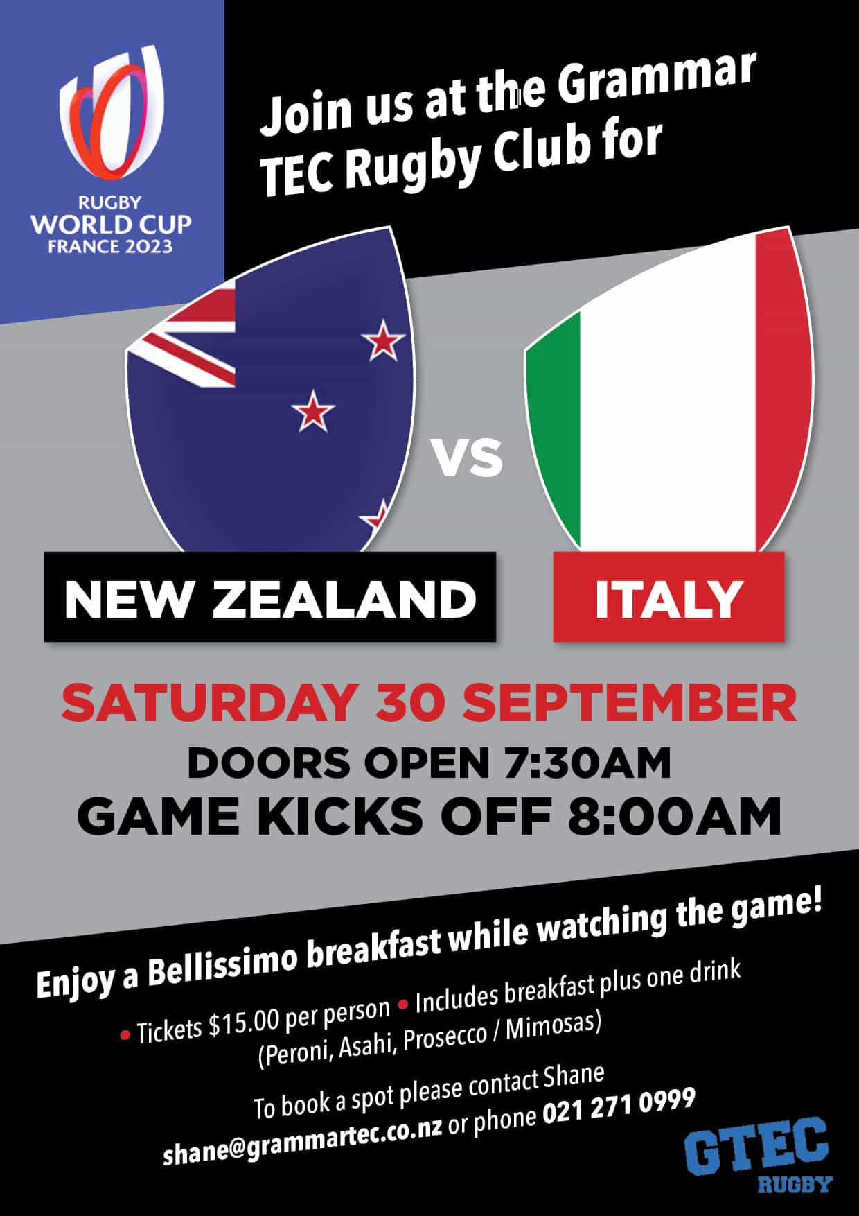 All Blacks V Italy Live at Grammar TEC